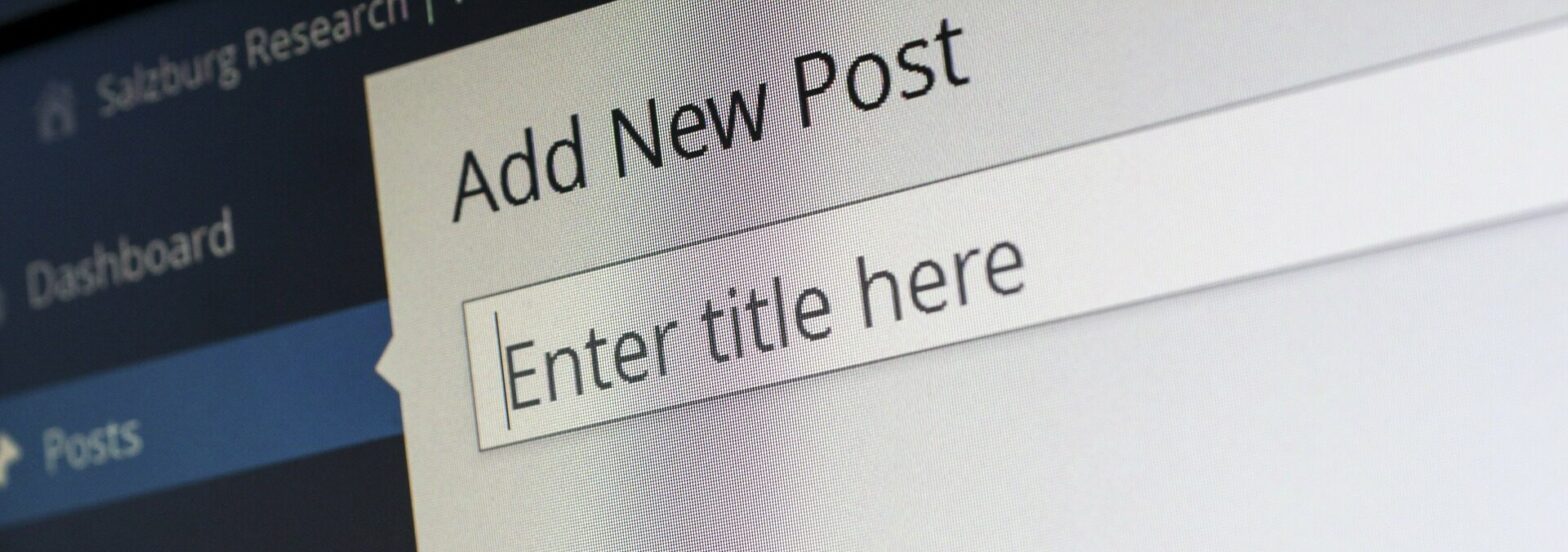 Close up of Wordpress headline for blog content